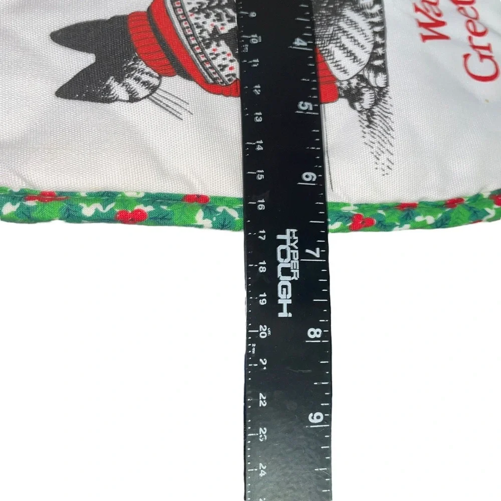 Vintage‎ Christmas Cat Pot Holder Warm Greetings Holiday Kitchen Decor